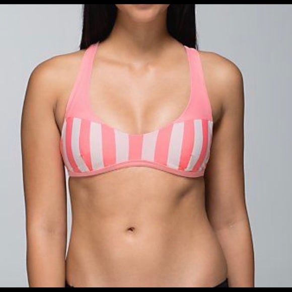 lululemon athletica Other - Lululemon white and pink striped bikini top
